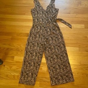 Black Tape Cheetah-Print Faux-Wrap Culotte Jumpsuit
